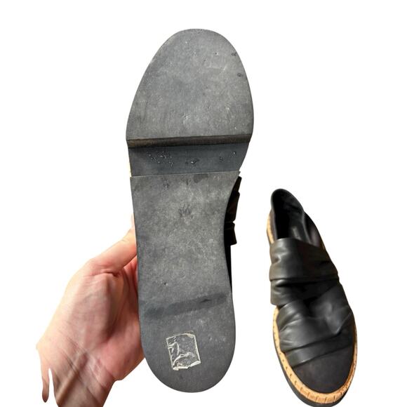 Dusica Kotur Sacks Black Mixed Leather Suede Platform Slip on Flat - 8.5 - Picture 7 of 7